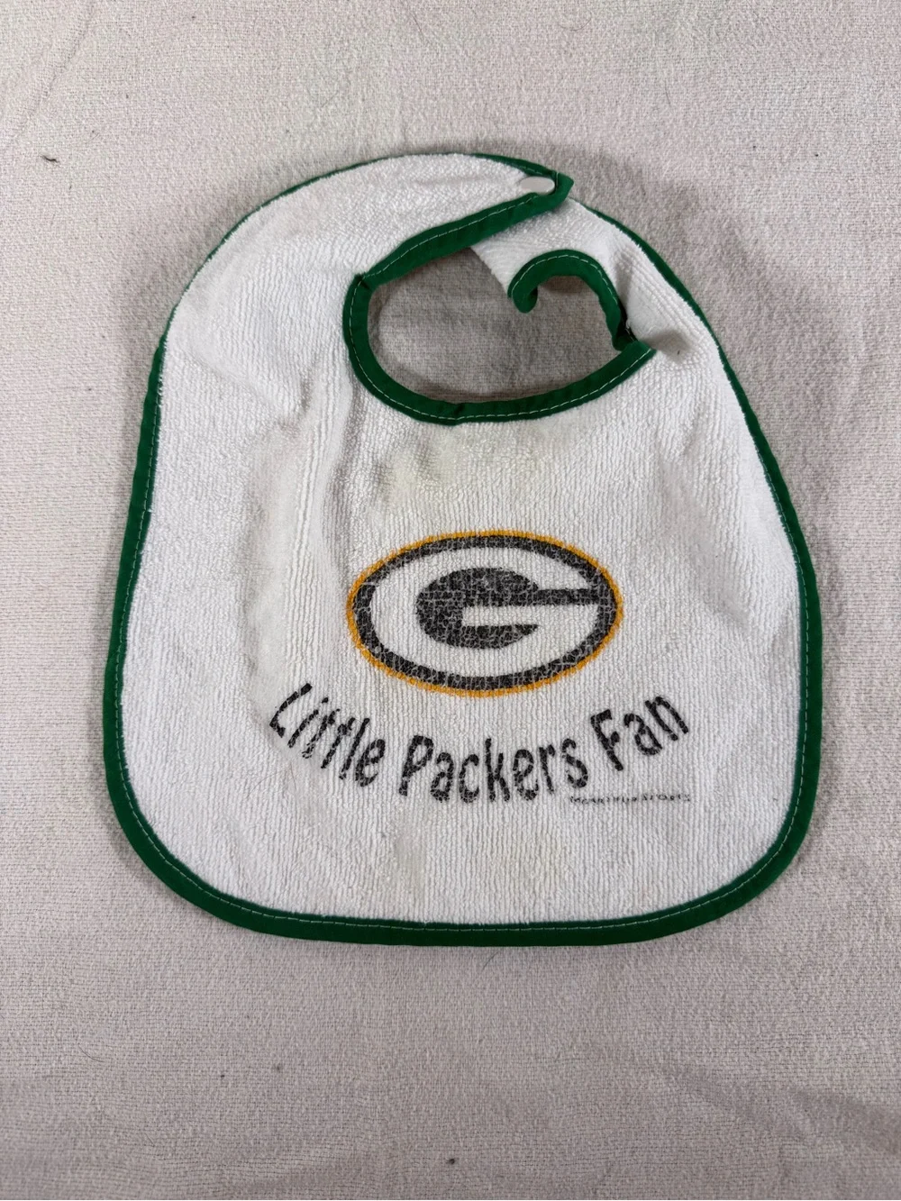 McArthur Green & White 'Little Packers Fan' Baby Bib - NFL Team Logo